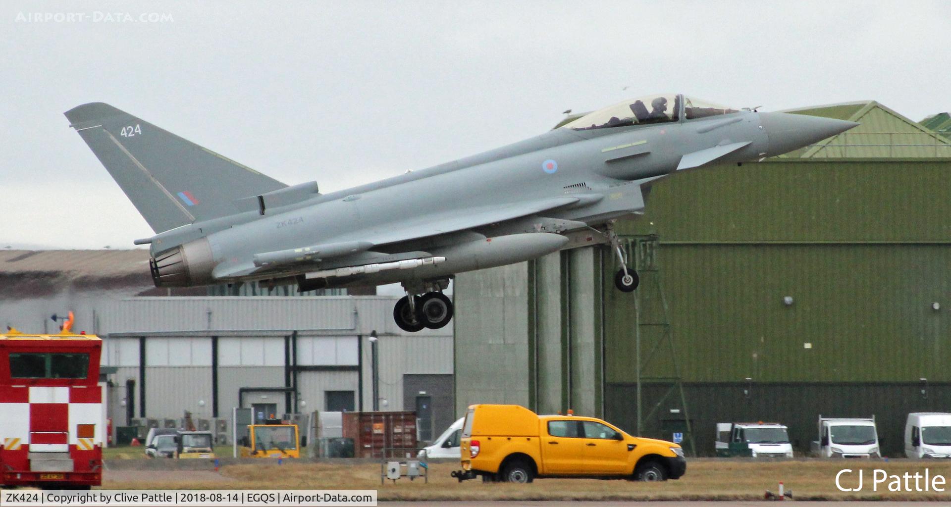 ZK424, 2017 Eurofighter EF-2000 Typhoon FGR4 C/N BS140, Landing at RAF Lossiemouth