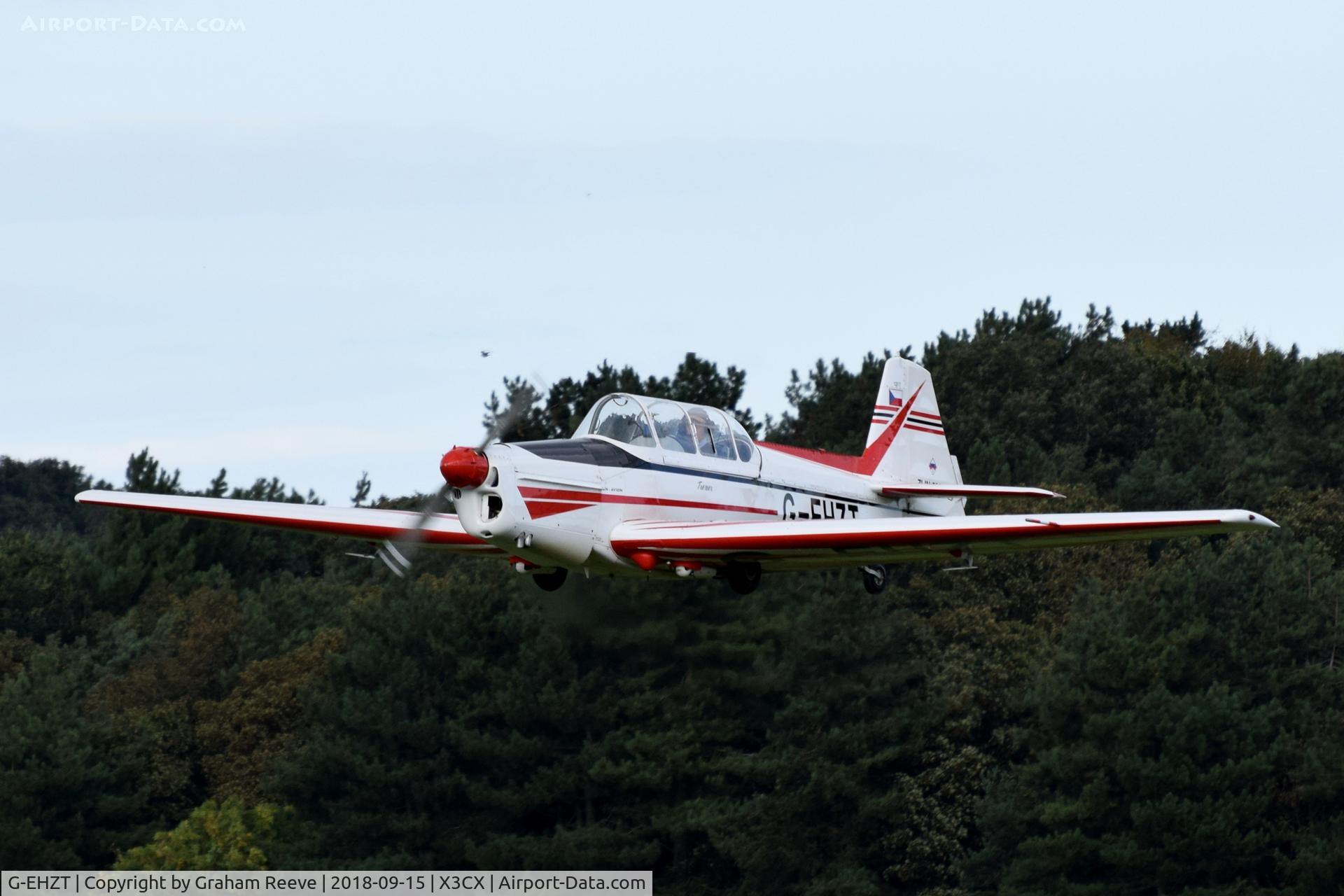 G-EHZT, 1974 Zlin Z-526F Trener Master C/N 1317, Departing from Northrepps.