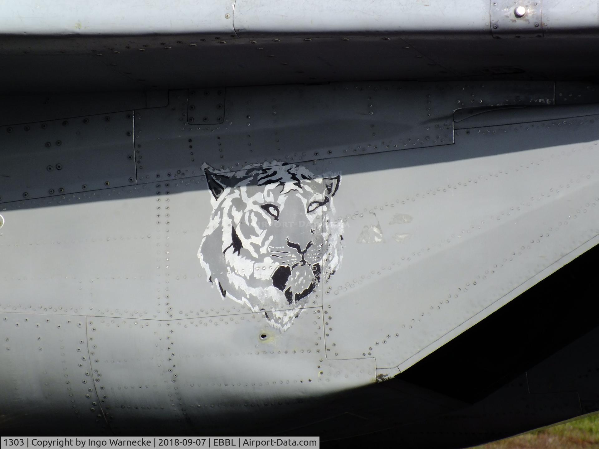 1303, Mikoyan-Gurevich MiG-29UB C/N N50903028113, Mikoyan i Gurevich MiG-29UB FULCRUM-B of the Slovak AF in 'Tiger-Meet' special colours at the 2018 BAFD spotters day, Kleine Brogel airbase