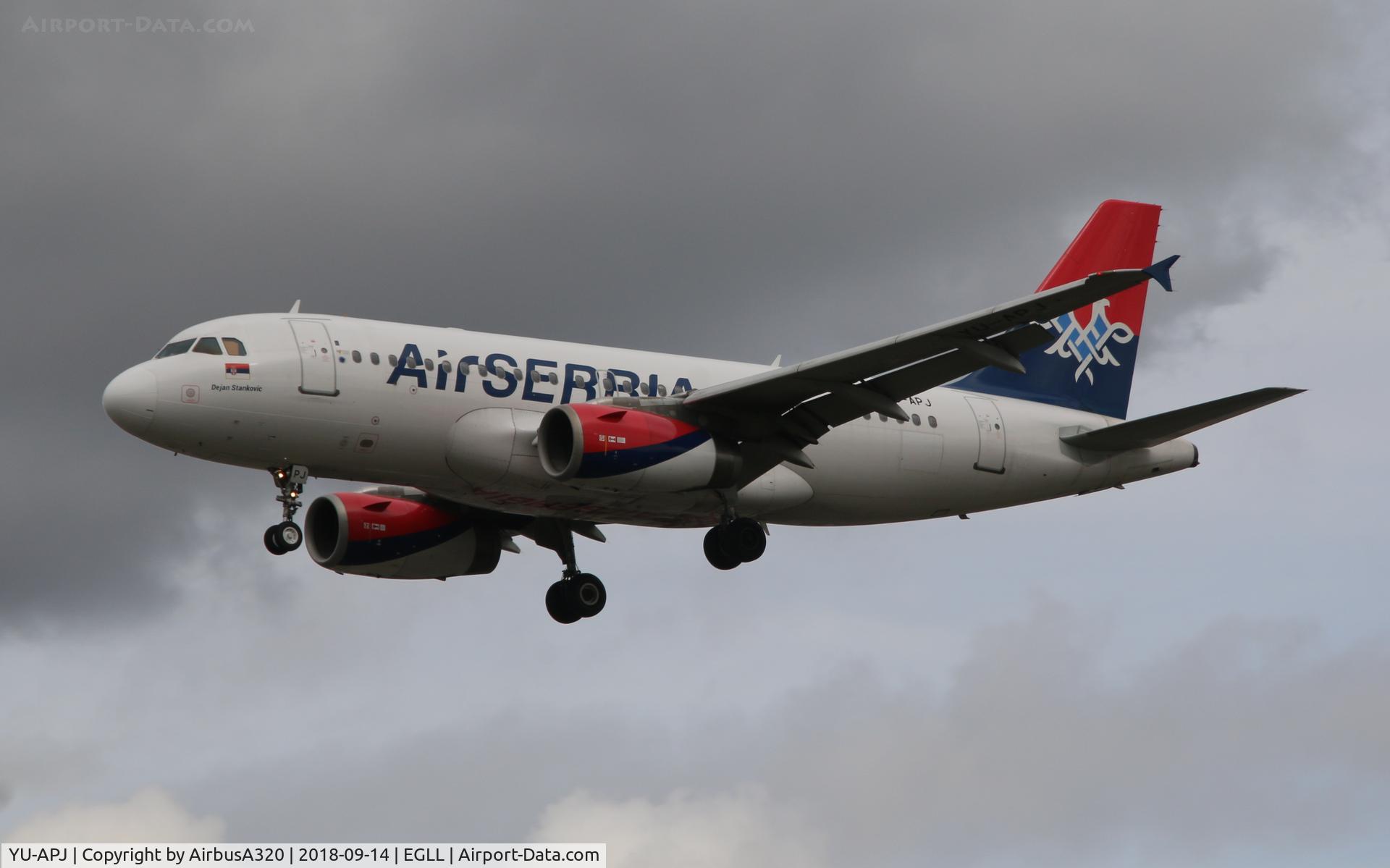YU-APJ, 2000 Airbus A319-132 C/N 1159, Arriving LHR