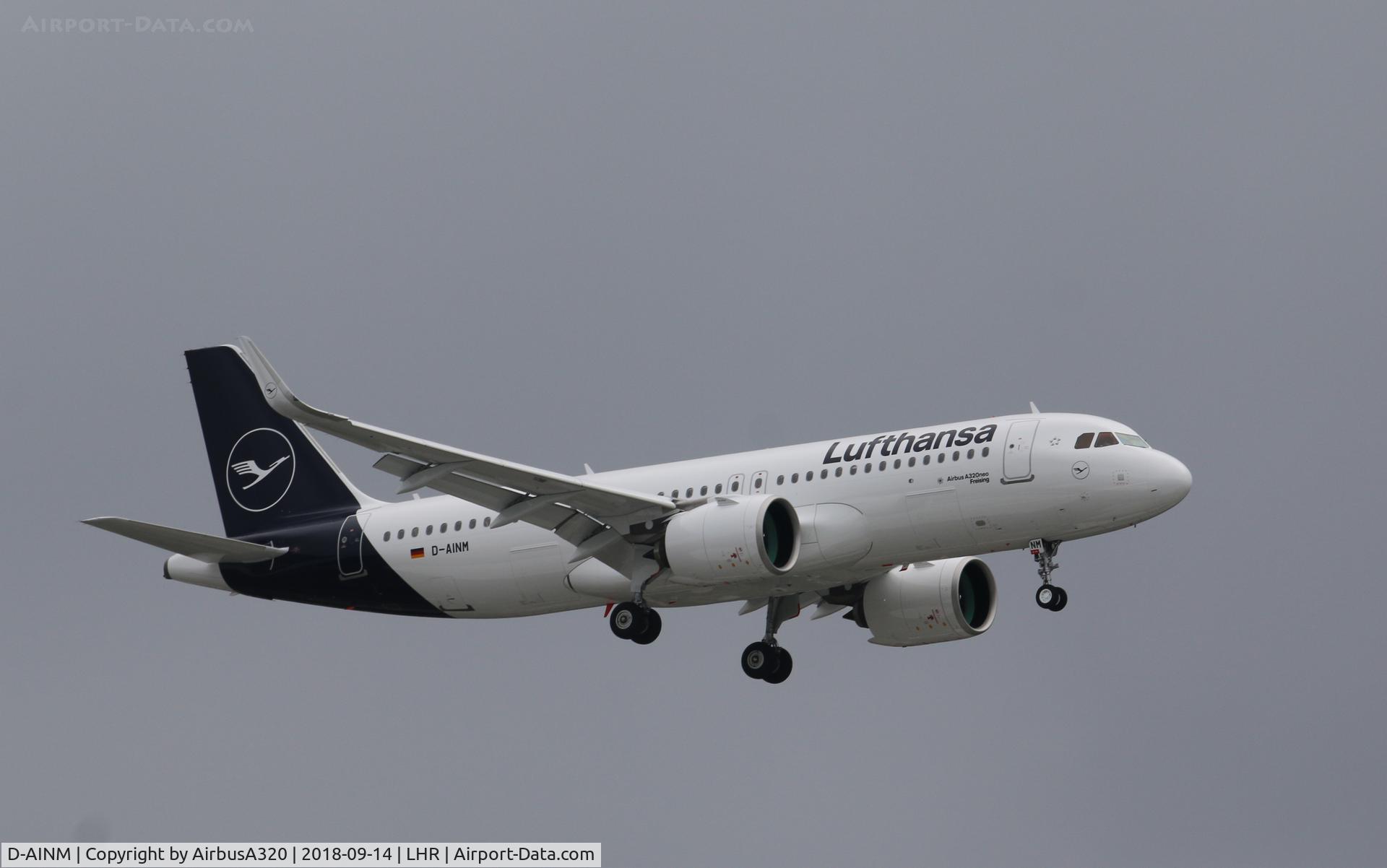 D-AINM, 2018 Airbus A320-271NEO C/N 8456, Arriving at LHR
New Lufthansa livery