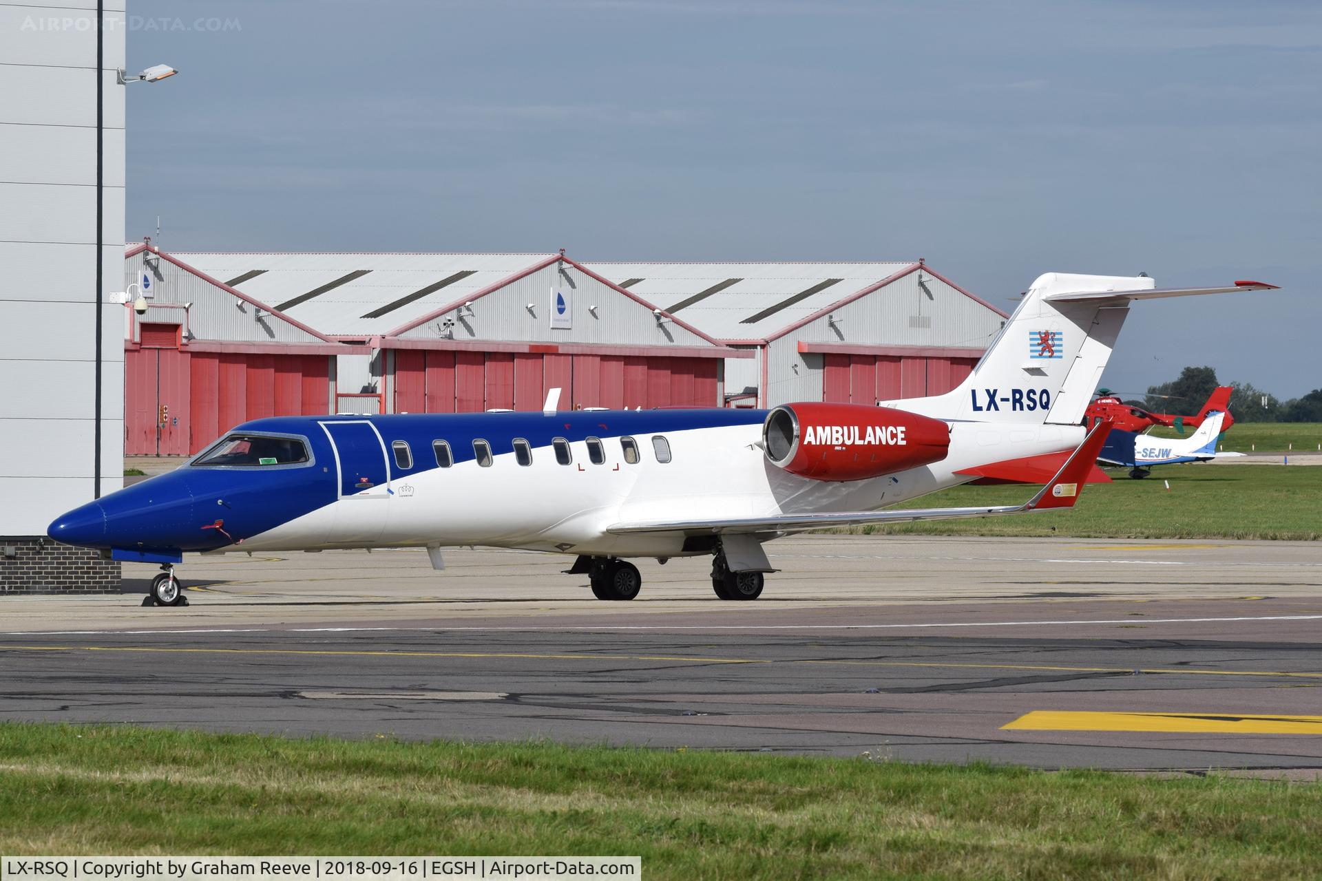 LX-RSQ, 2009 Learjet 45 C/N 398, Parked at Norwich.