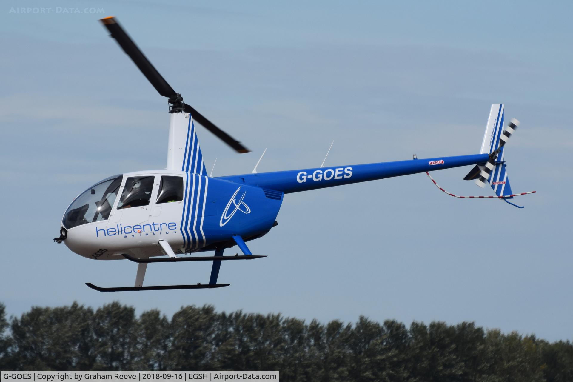 G-GOES, 2005 Robinson R44 Raven II C/N 10942, Landing at Norwich.
