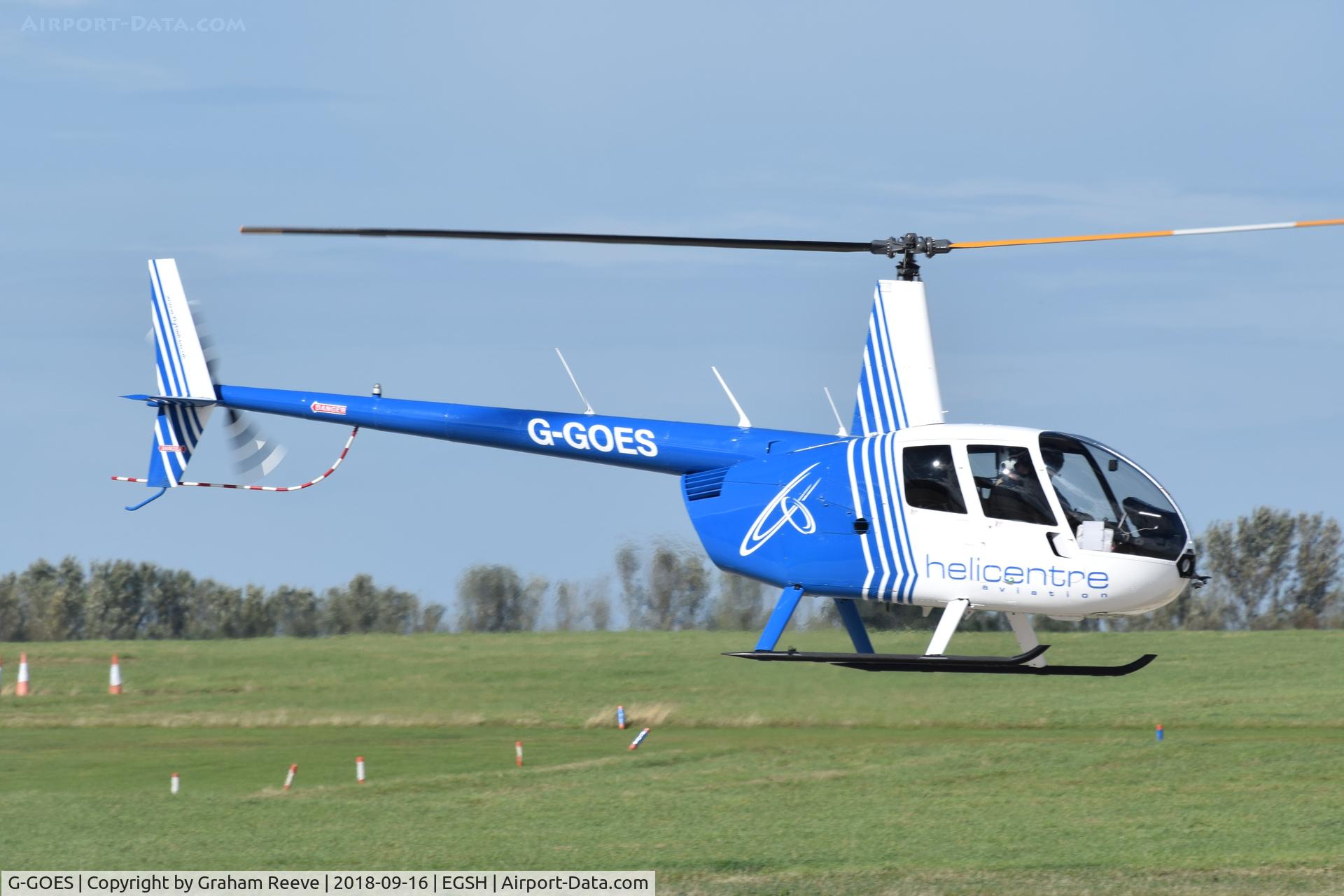 G-GOES, 2005 Robinson R44 Raven II C/N 10942, Departing from Norwich.