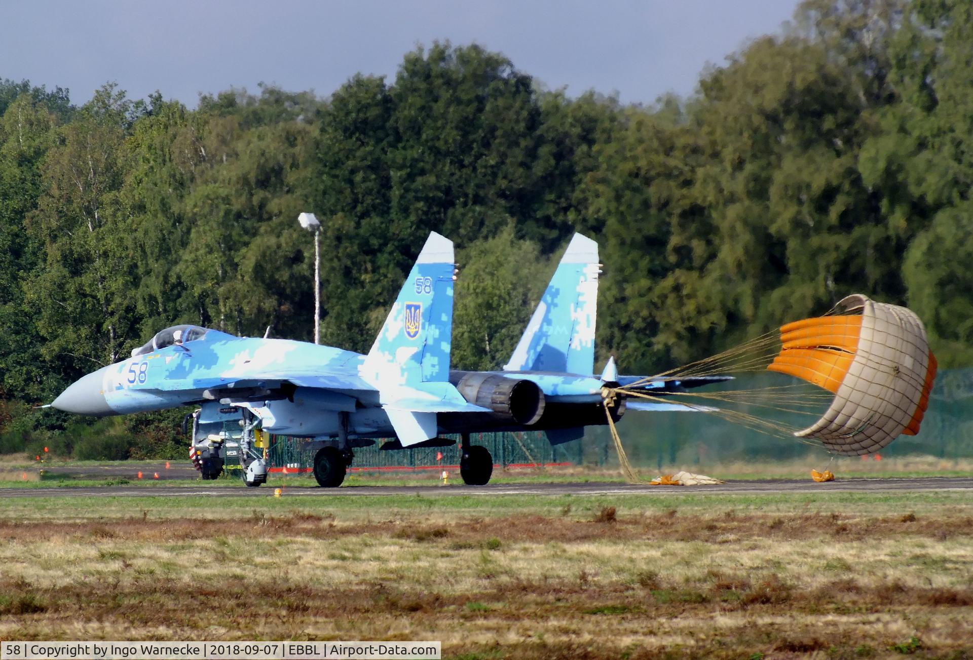 58, 1991 Sukhoi Su-27P Flanker B C/N 36911035612, Sukhoi Su-27P FLANKER-B of the Ukrainian AF at the 2018 BAFD spotters day, Kleine Brogel airbase