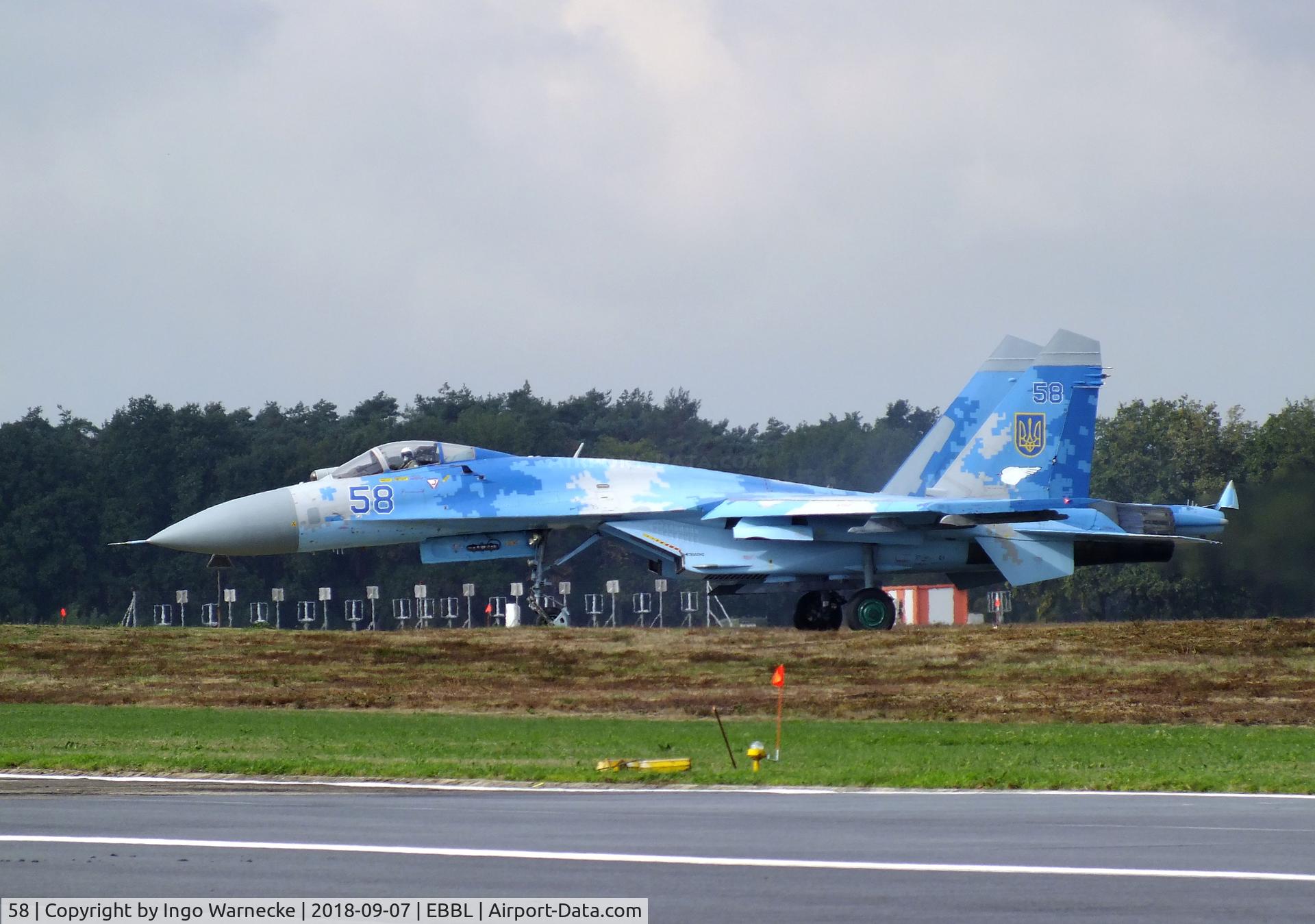 58, 1991 Sukhoi Su-27P Flanker B C/N 36911035612, Sukhoi Su-27P FLANKER-B of the Ukrainian AF at the 2018 BAFD spotters day, Kleine Brogel airbase
