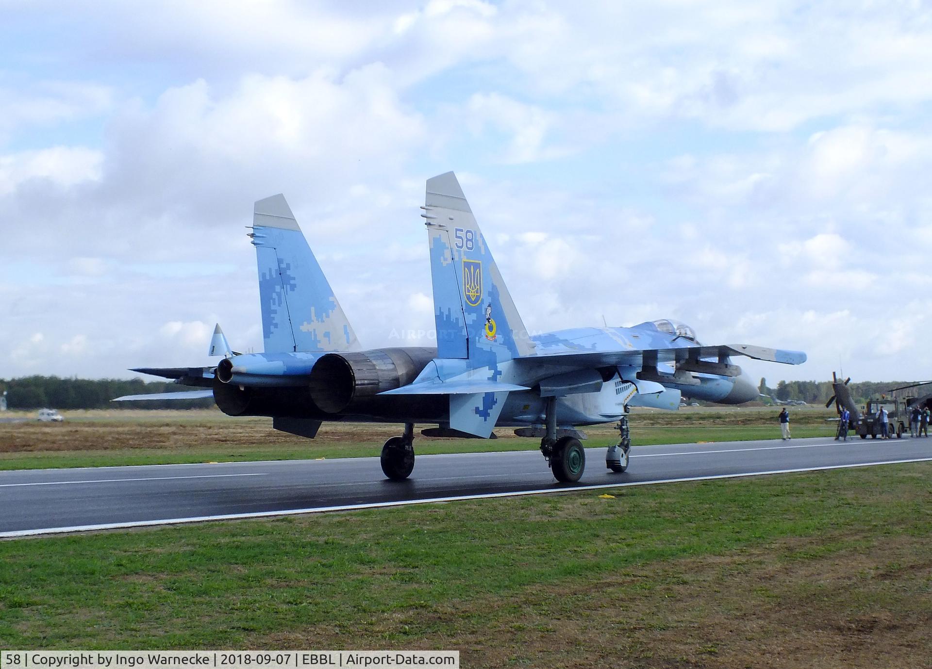 58, 1991 Sukhoi Su-27P Flanker B C/N 36911035612, Sukhoi Su-27P FLANKER-B of the Ukrainian AF at the 2018 BAFD spotters day, Kleine Brogel airbase