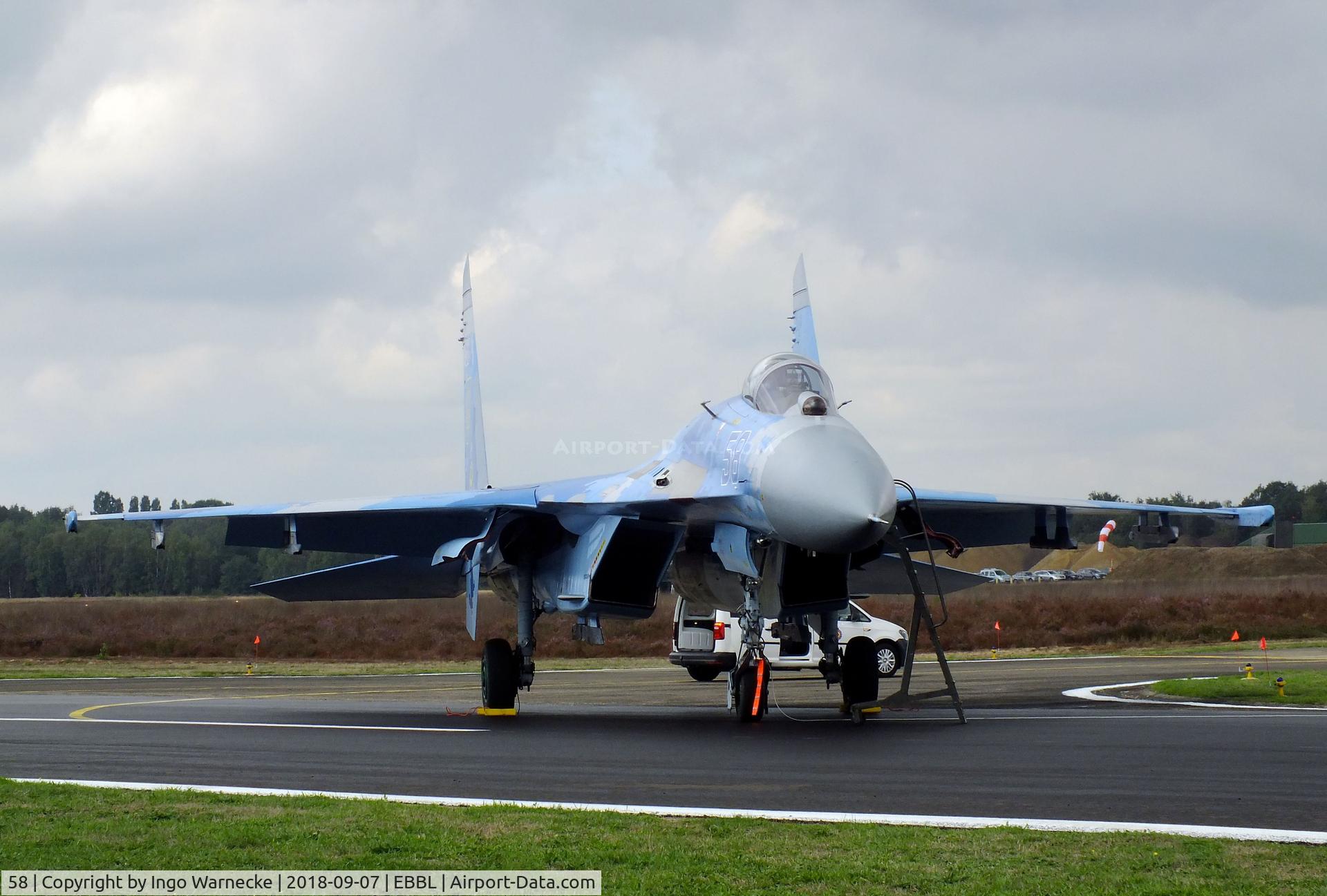 58, 1991 Sukhoi Su-27P Flanker B C/N 36911035612, Sukhoi Su-27P FLANKER-B of the Ukrainian AF at the 2018 BAFD spotters day, Kleine Brogel airbase