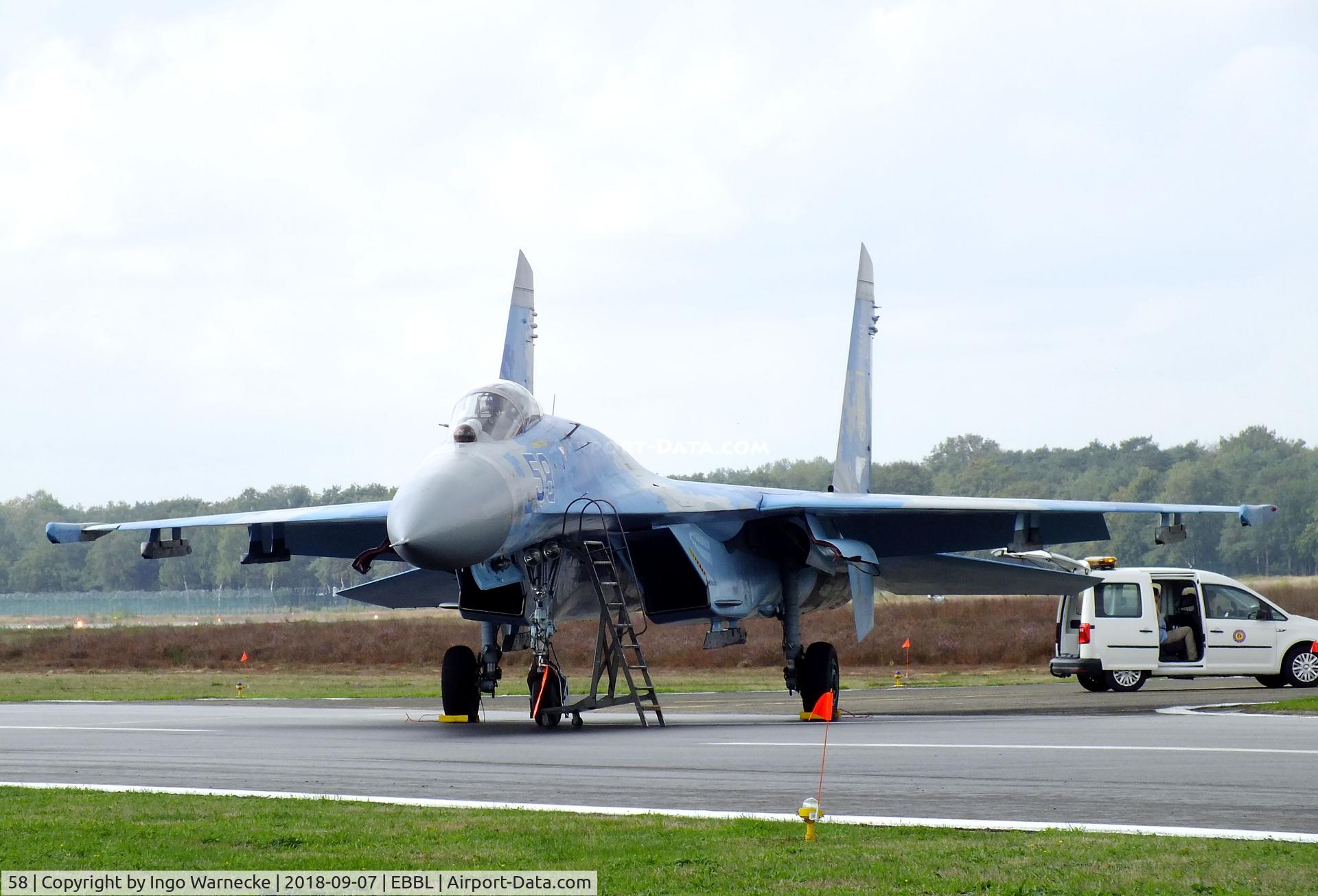 58, 1991 Sukhoi Su-27P Flanker B C/N 36911035612, Sukhoi Su-27P FLANKER-B of the Ukrainian AF at the 2018 BAFD spotters day, Kleine Brogel airbase