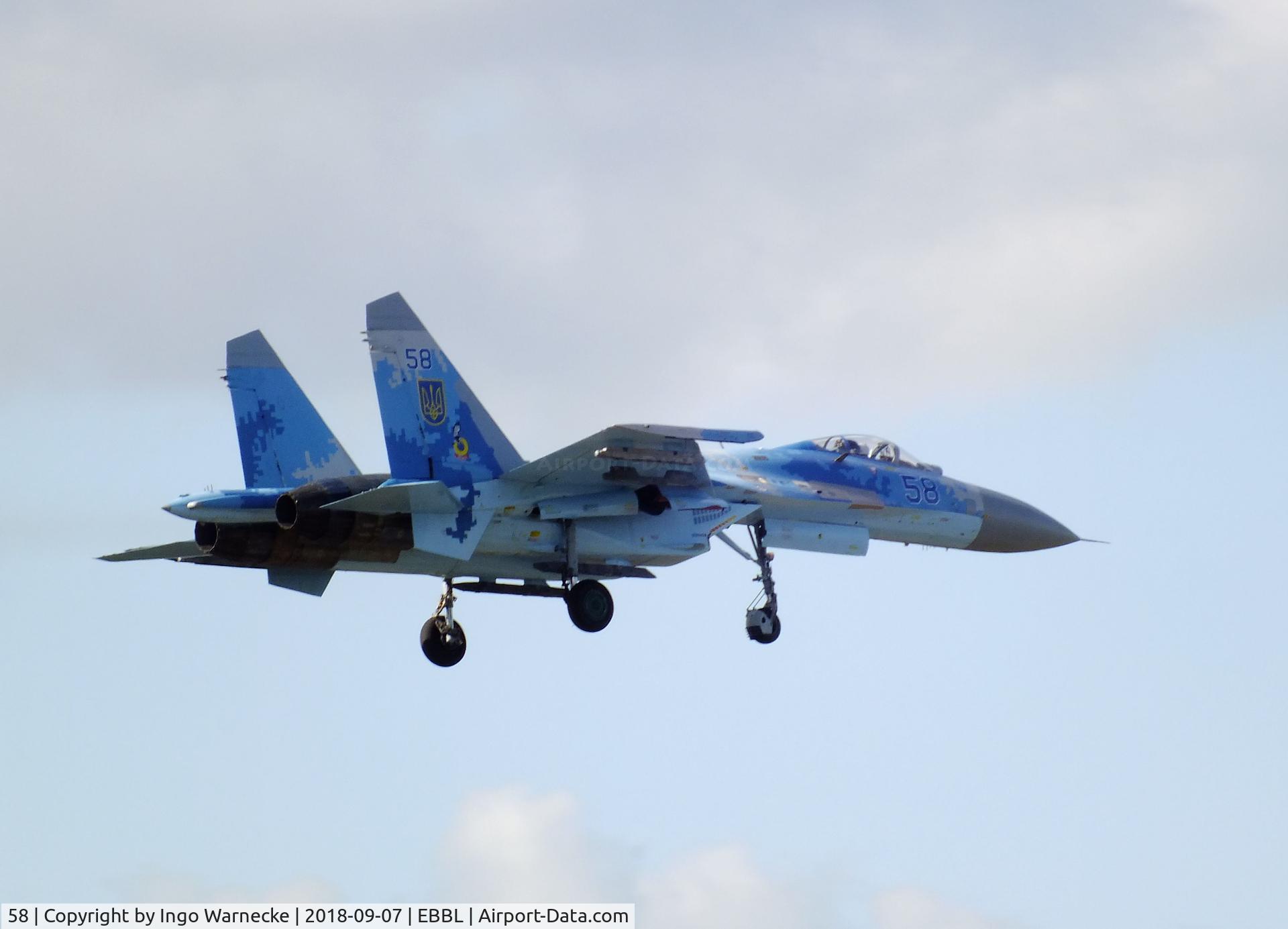 58, 1991 Sukhoi Su-27P Flanker B C/N 36911035612, Sukhoi Su-27P FLANKER-B of the Ukrainian AF at the 2018 BAFD spotters day, Kleine Brogel airbase