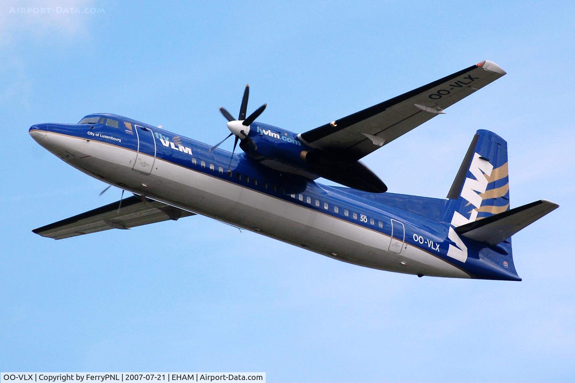 OO-VLX, 1990 Fokker 50 C/N 20177, VLM Fokker 40 departing AMS