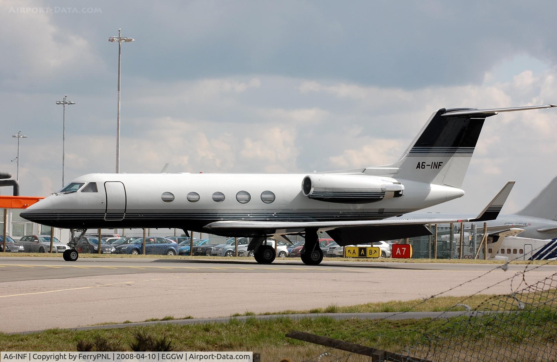A6-INF, Gulfstream III C/N 491, Infinity Aviation G3 arriving in LTN