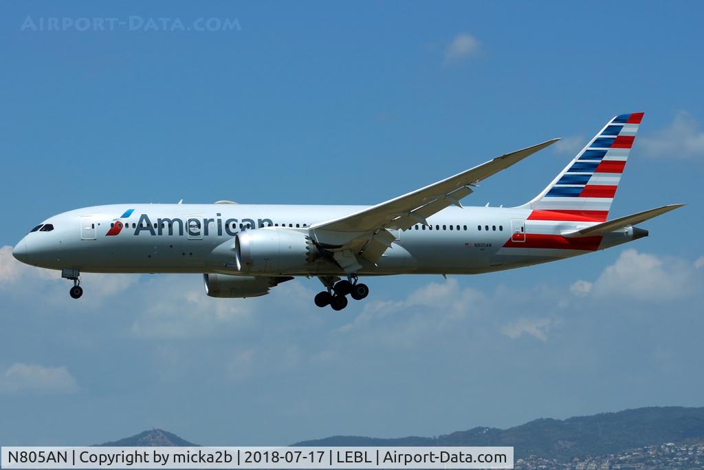 N805AN, 2015 Boeing 787-8 Dreamliner C/N 40623, Landing