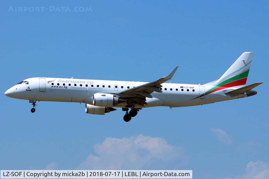 LZ-SOF, 2012 Embraer 190AR (ERJ-190-100IGW) C/N 19000492, Landing