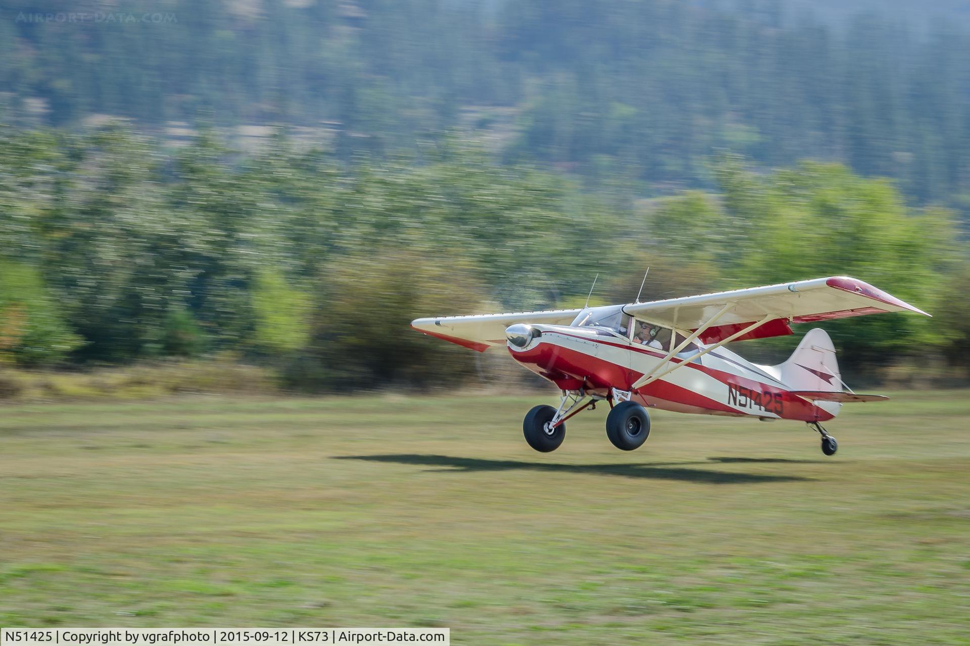 N51425, 1973 Maule M-4-210C Rocket C/N 1095C, Maule M 4 departing 32 at Kamiah, ID (K73); Clearwater Valley Aero Club Fly-In 2015