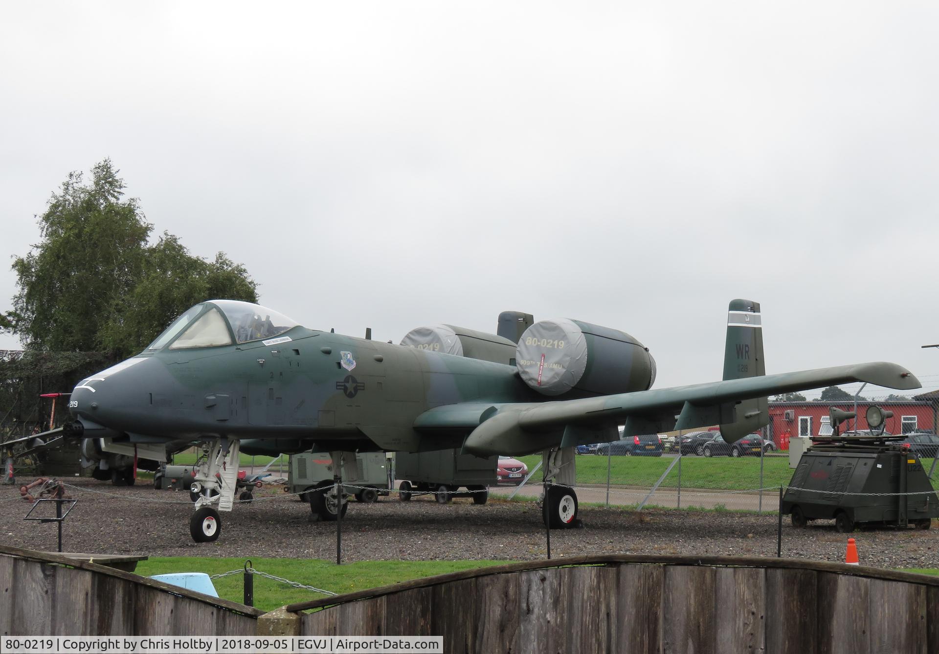 80-0219, 1980 Fairchild Republic A-10A Thunderbolt II C/N A10-0569, 'Preserved' as museum exhibit at ex-RAF Bentwaters Suffolk in re-painted livery.