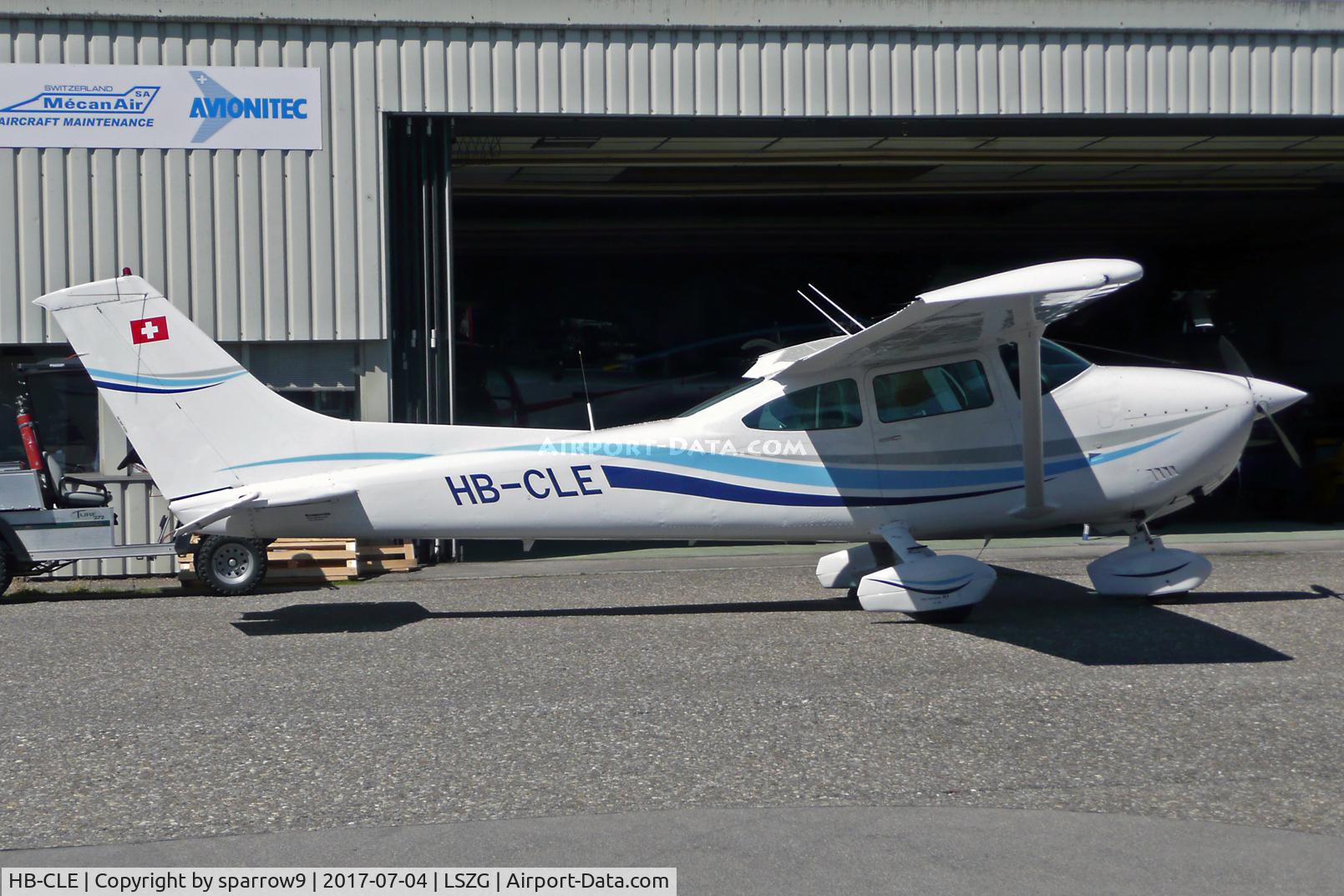 HB-CLE, 1980 Reims F82Q Skylane C/N F18200166, Coming in for some maintenance at Grenchen. One of the last F182Q.