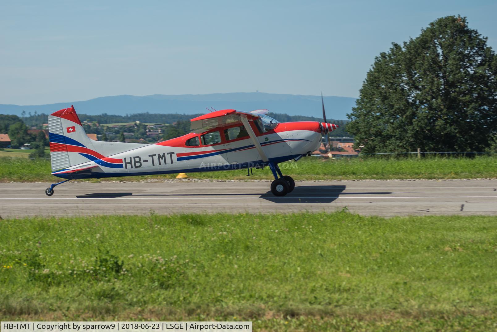 HB-TMT, 1980 Cessna A185F Skywagon 185 C/N 185-04190, Departing RIO Ecuvillens