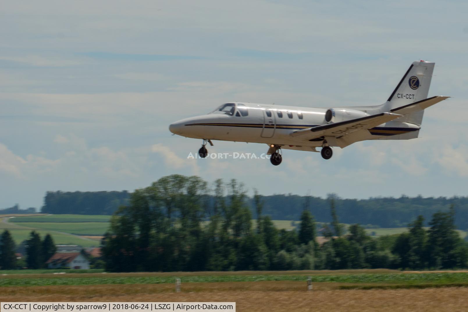 CX-CCT, 1976 Cessna 500 Citation 1 C/N 500-0344, Landing on runway 05 Grenchen