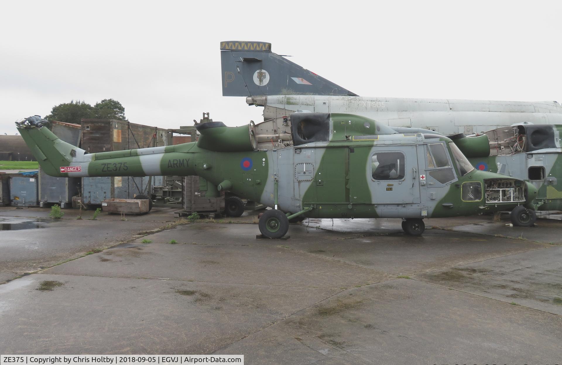 ZE375, 1985 Westland Lynx AH.9A C/N 319, In the graveyard outside hangar 1