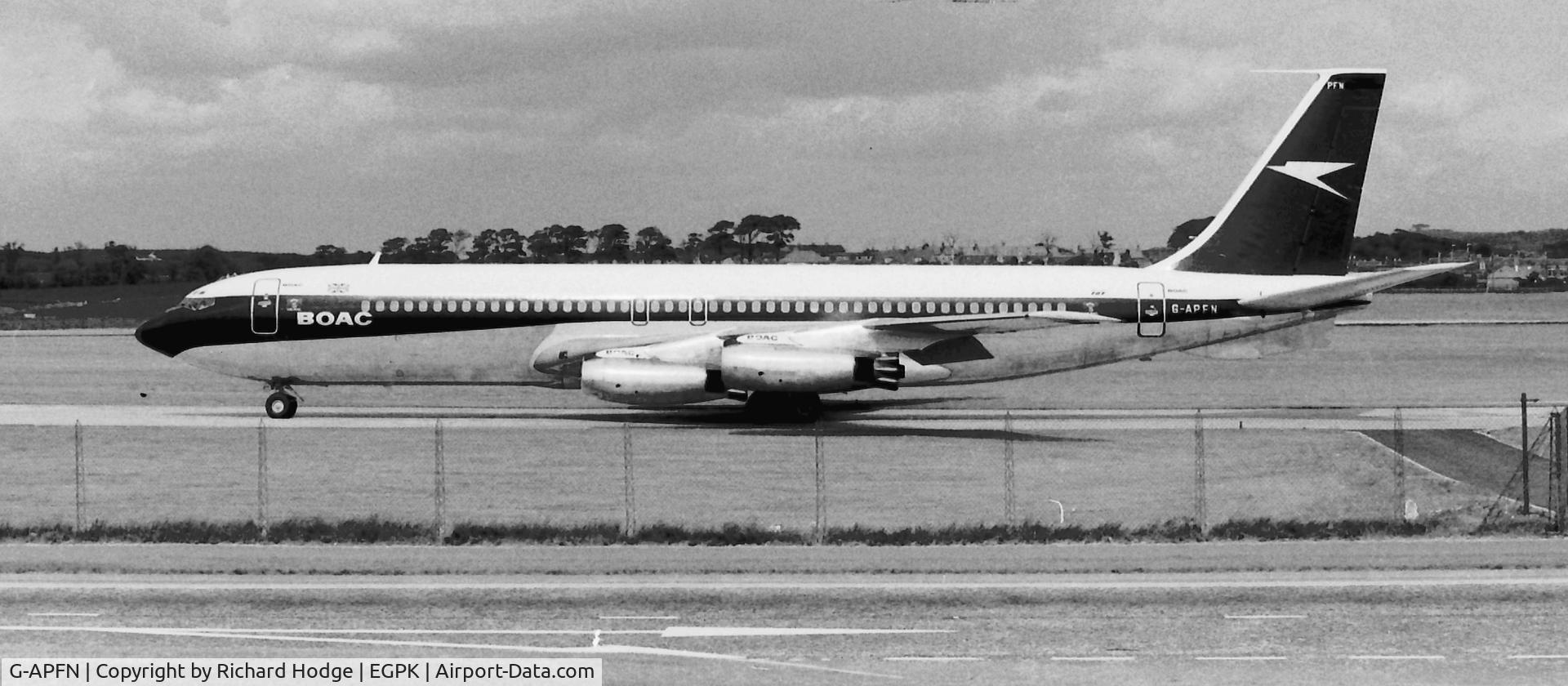 G-APFN, 1960 Boeing 707-436 C/N 17715, A long time ago! Taxying for takeoff on Runway 013.