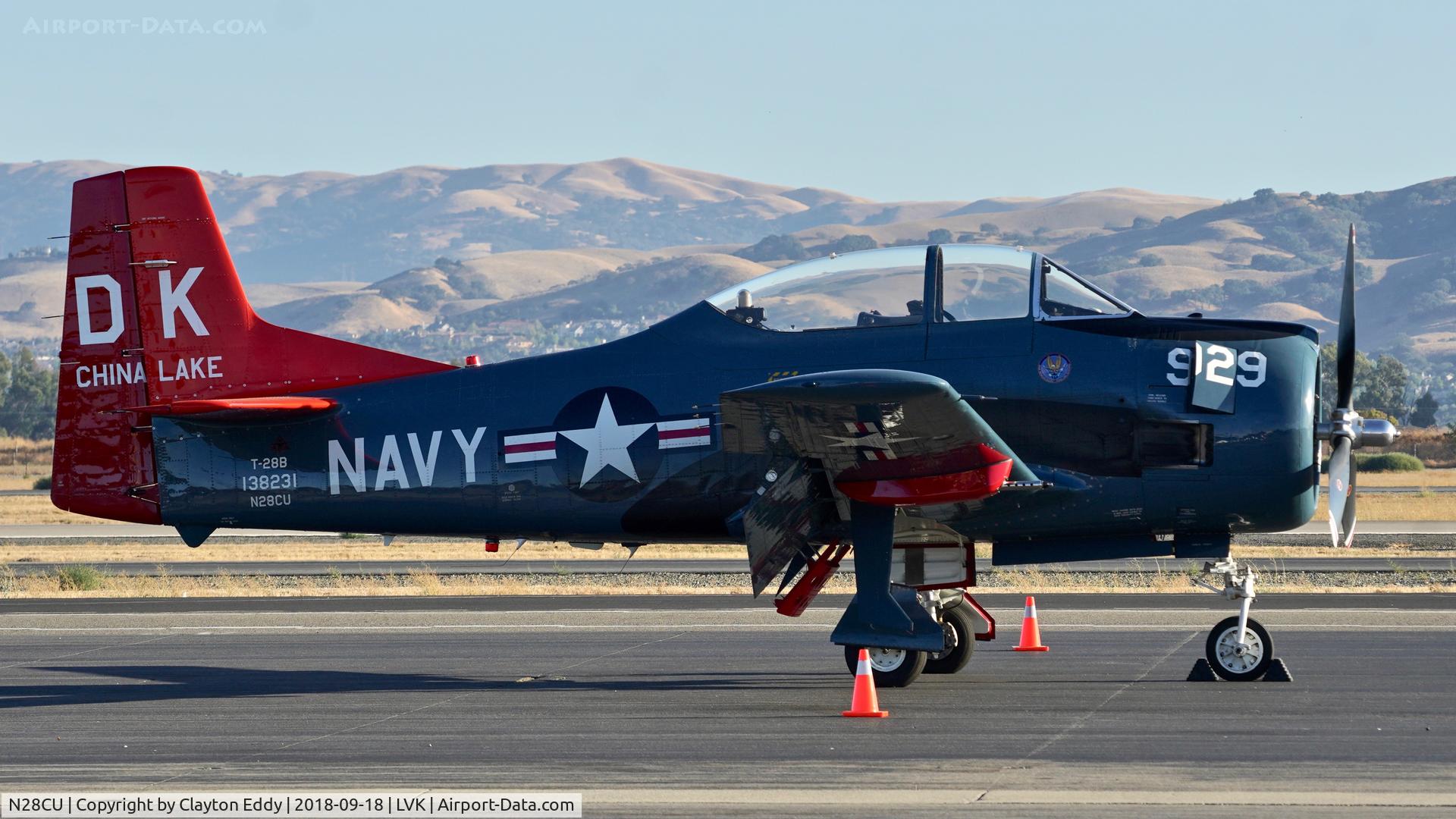 N28CU, 1956 North American T-28B C/N 200302, Livermore Airport California 2018.