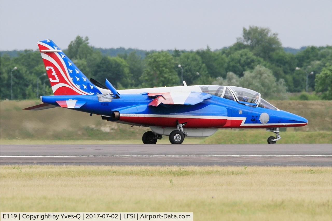 E119, Dassault-Dornier Alpha Jet E C/N E119, Dassault-Dornier Alpha Jet E (F-UGFE), Athos 03 of Patrouille de France 2017, Landing rwy 11, St Dizier-Robinson Air Base 113 (LFSI) Open day 2017