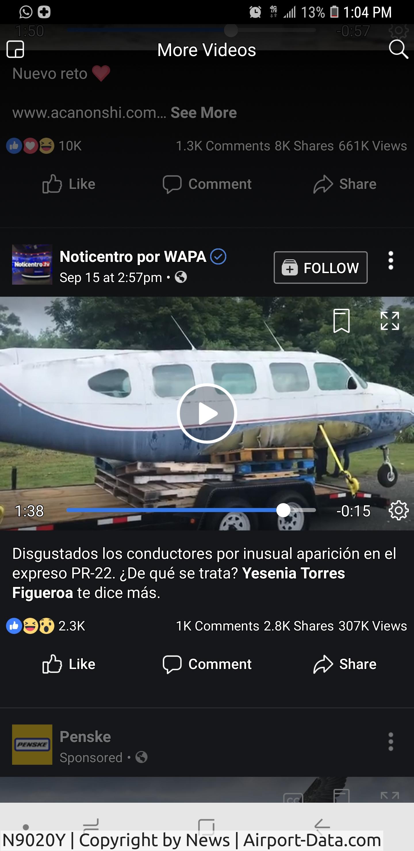 N9020Y, 1967 Piper PA-31-310 Navajo C/N 31-28, Involved in an accident??