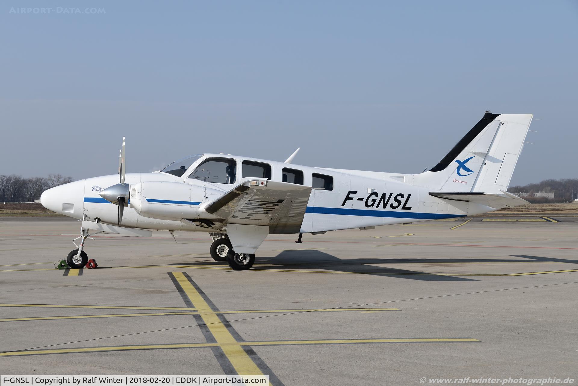 F-GNSL, 2001 Beech 58 Baron C/N TH-2006, Raytheon Aircraft Beech 58 Baron - SFA ENAC Toulouse - TH-2006 - F-GNSL - 20.02.2018 - CGN