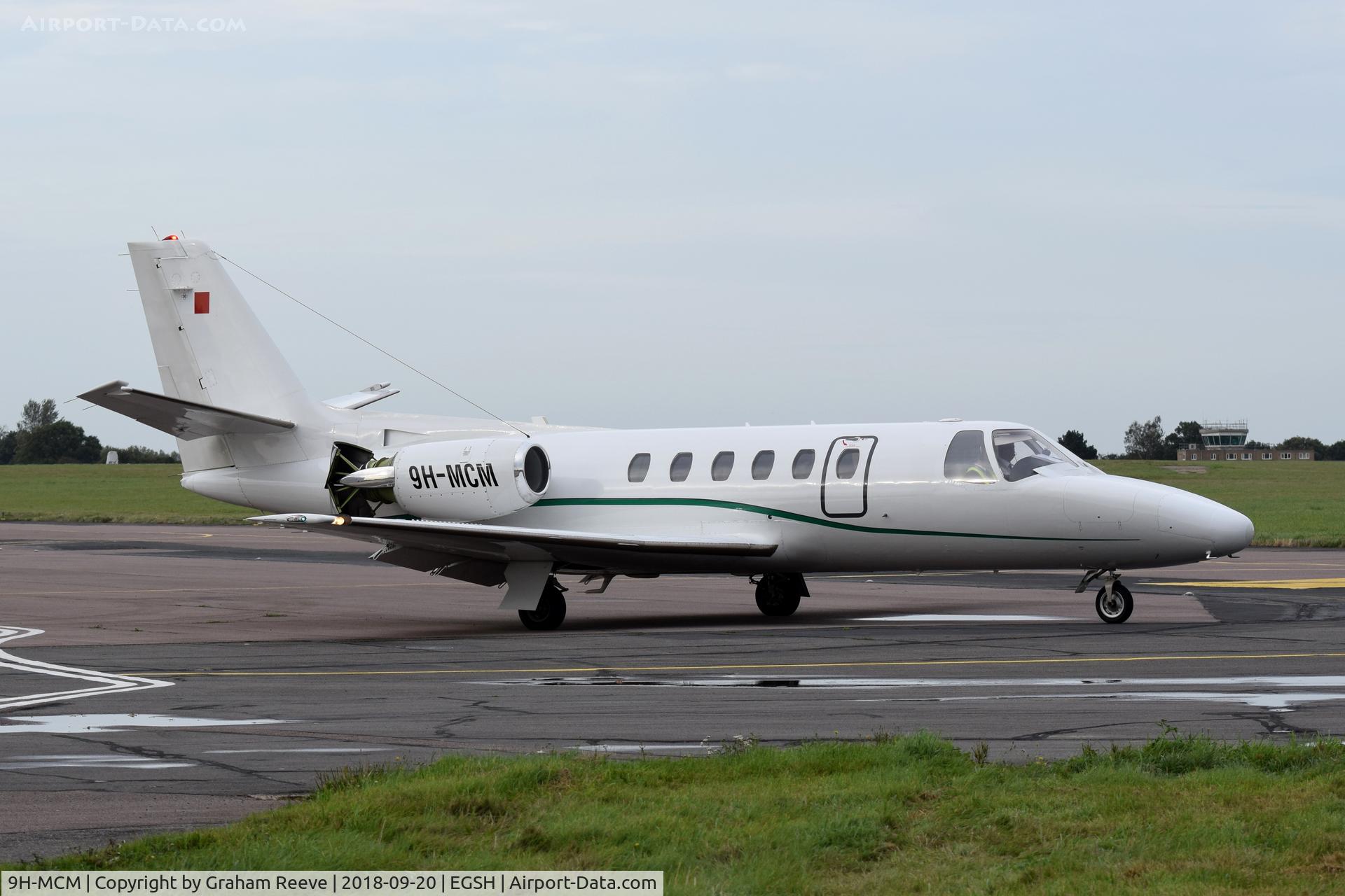 9H-MCM, 1985 Cessna S550 Citation IIS C/N S550-0028, Departing from Norwich.