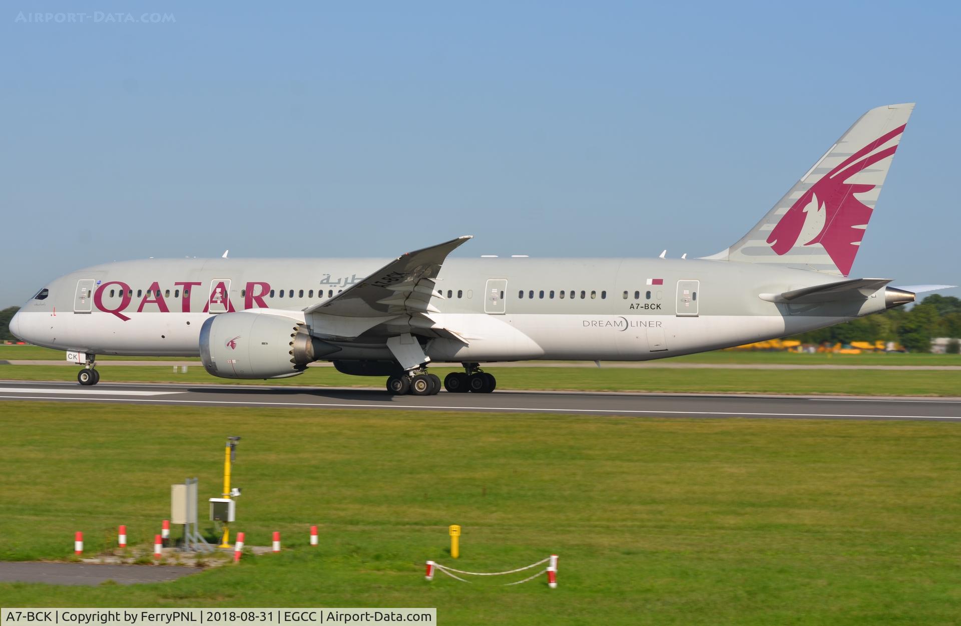 A7-BCK, 2012 Boeing 787-8 Dreamliner C/N 38329, Qatar B788 departing MAN