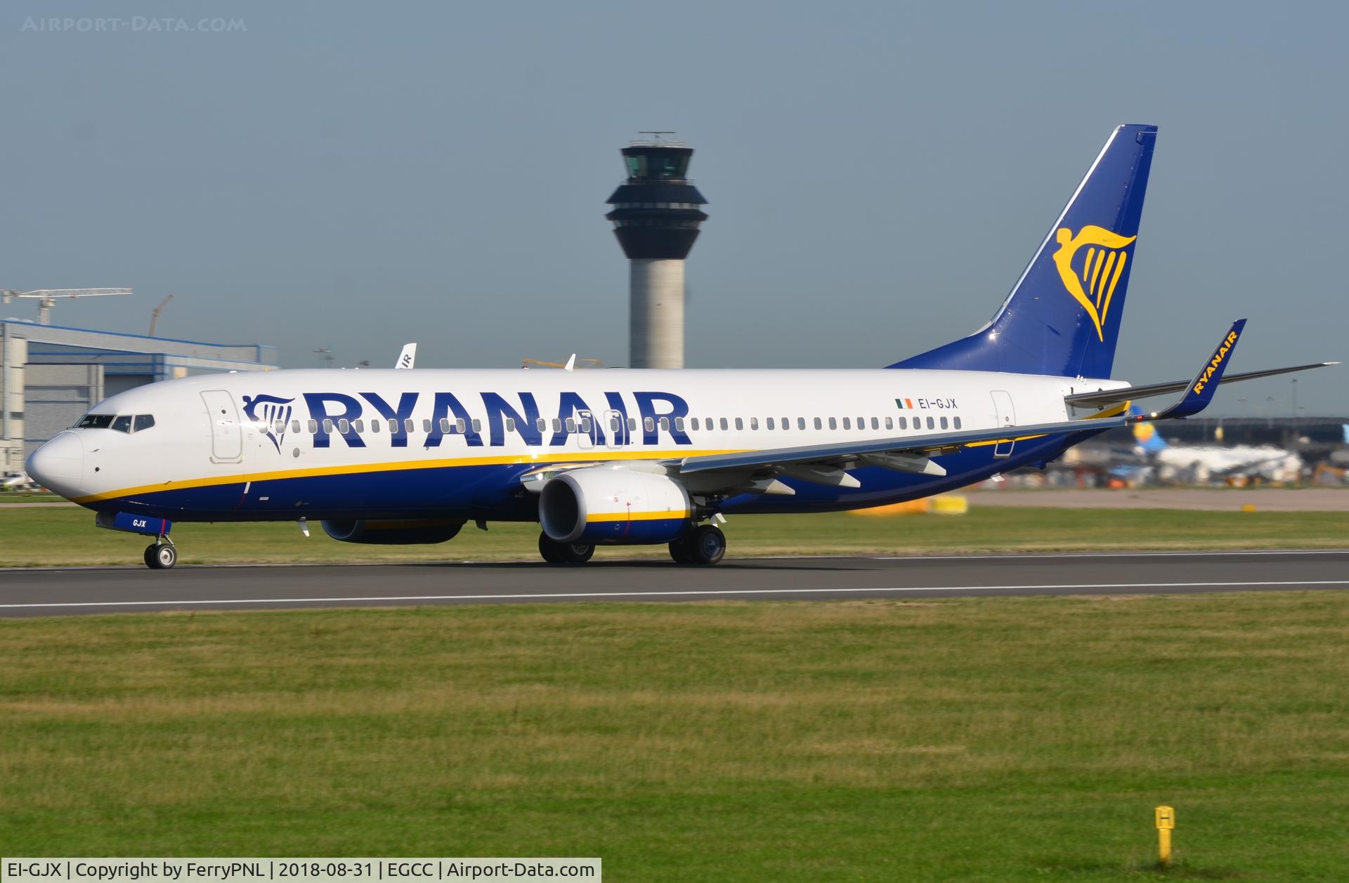 EI-GJX, 2018 Boeing 737-8AS C/N 44845, Ryanair leaving MAN
