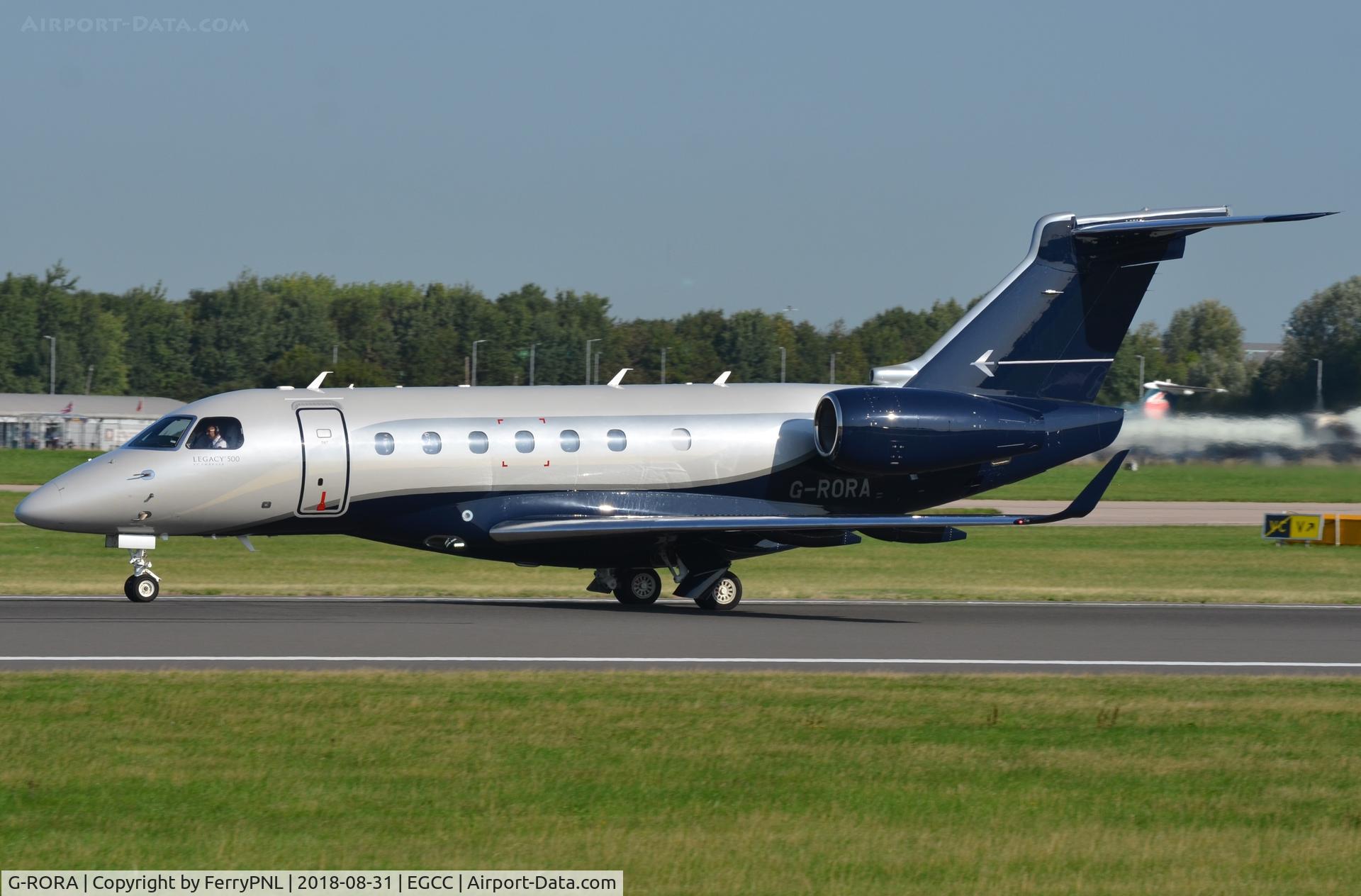 G-RORA, 2018 Embraer EMB-550 Legacy 500 C/N 55000057, Nice EMB550 deparing MAN