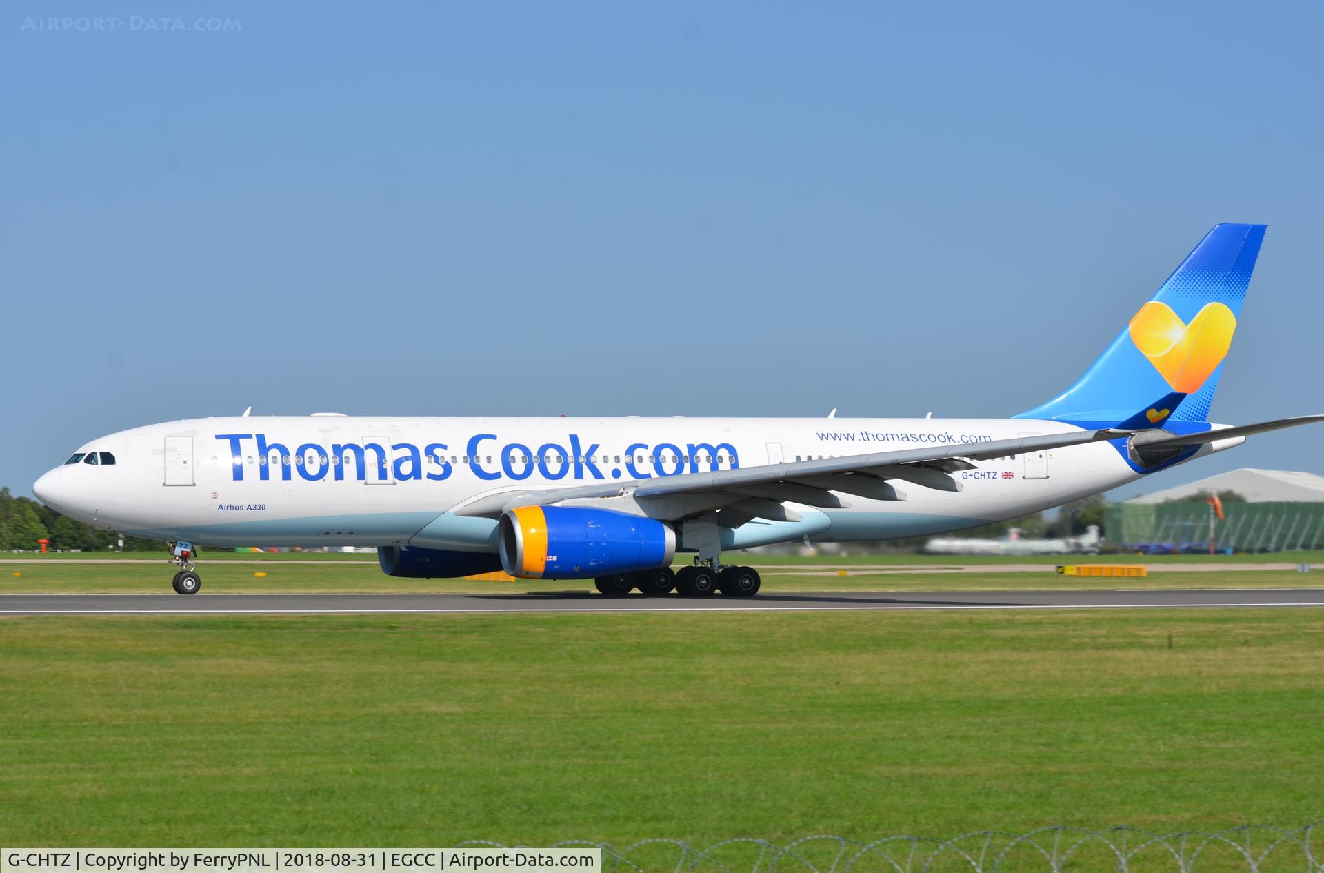 G-CHTZ, 2001 Airbus A330-243 C/N 398, Thomas Cook A330 departing MAN