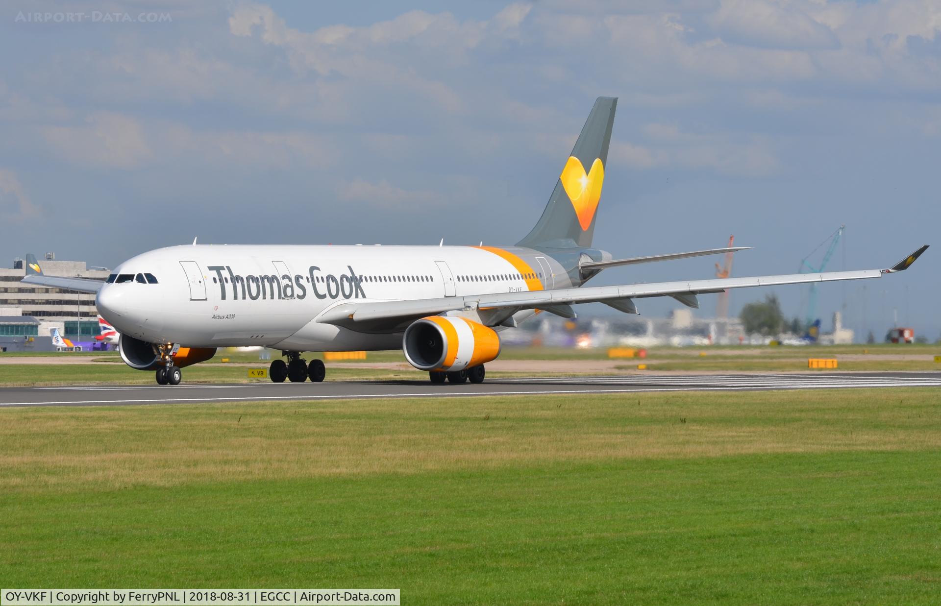 OY-VKF, 1999 Airbus A330-243 C/N 309, Danish Thomas Cook A332 departing MAN