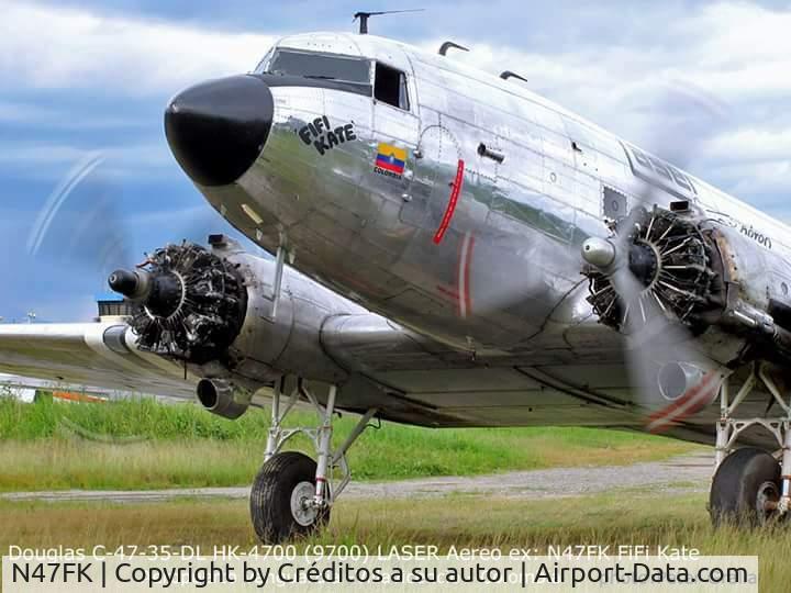 N47FK, 1942 Douglas C-47 C/N 9700, HK-4700 (FIFI KATE) Recien llegado a Colombia, volando para LÁSER.