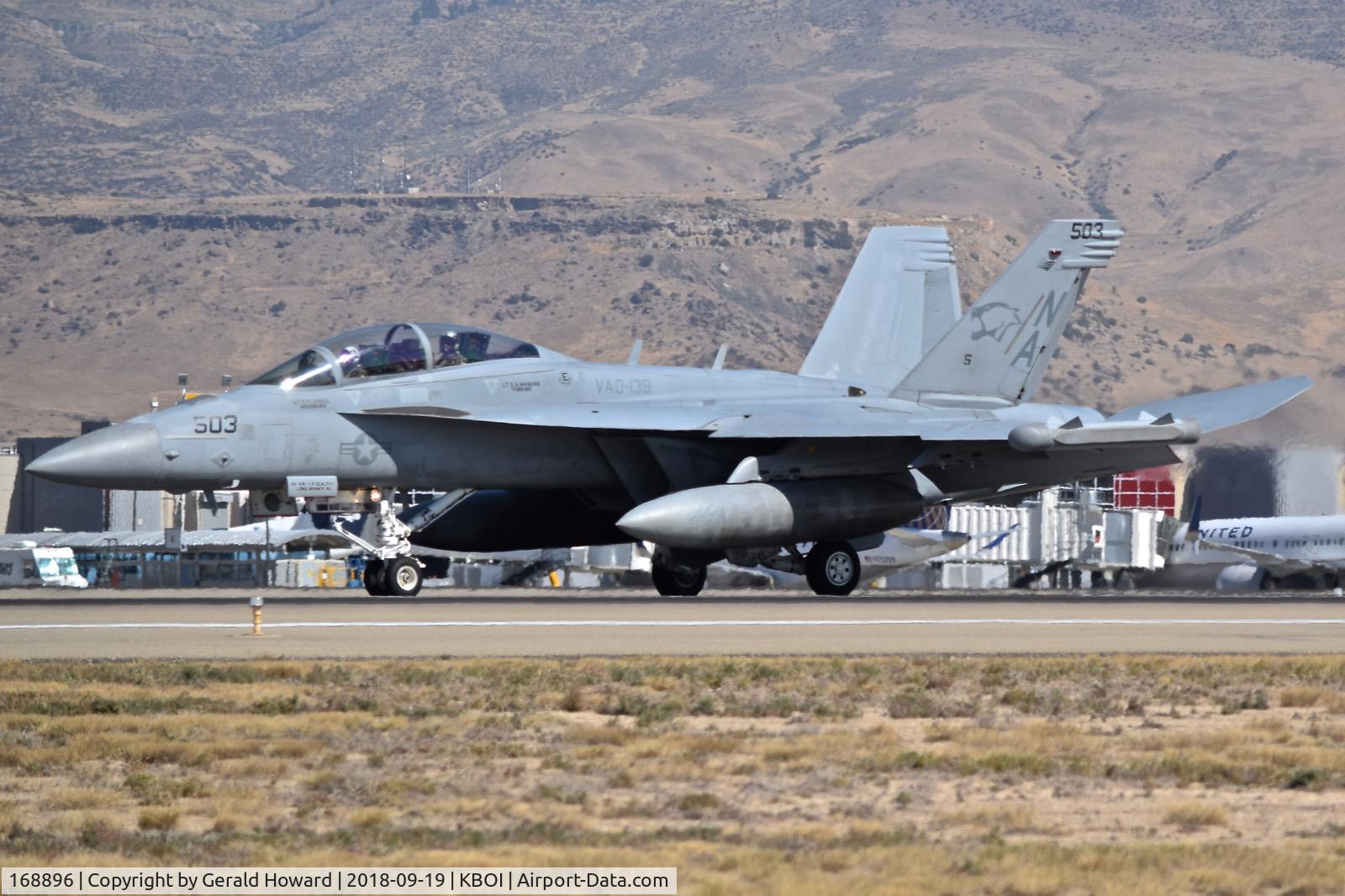168896, Boeing EA-18G Growler C/N G-94, Landing roll out on RWY 28L.  VAQ-139 
