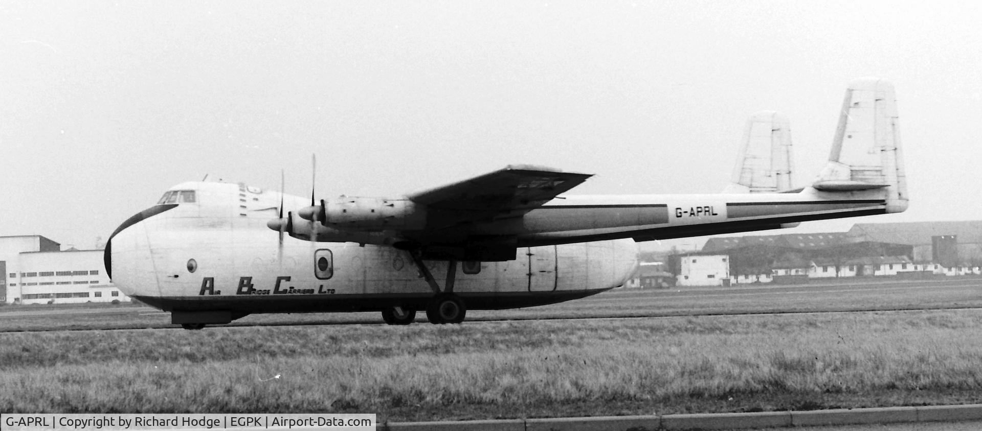 G-APRL, 1959 Armstrong Whitworth AW650 Argosy 101 C/N 6652, At Prestwick