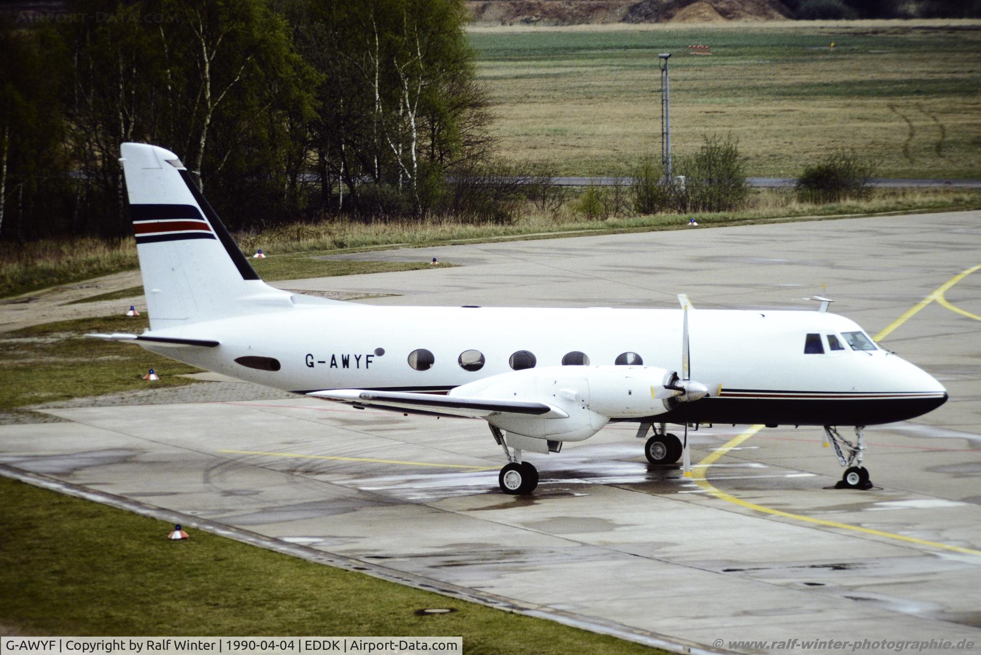 G-AWYF, 1960 Grumman G-159 Gulfstream 1 C/N 0048, Grumman Aerospace G-159 Gulfstream I - Ford Motor Company ex. N302K - 0048 - G-AWYF - 04.04.1990 - CGN