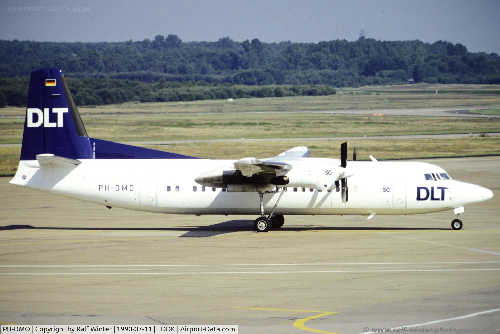 PH-DMO, 1987 Fokker 50 C/N 20103, Fokker F50 Mark050 - DW DLT Deutsche Lufttransport - 20103 - PH-DMO - 11.07.1990 - CGN