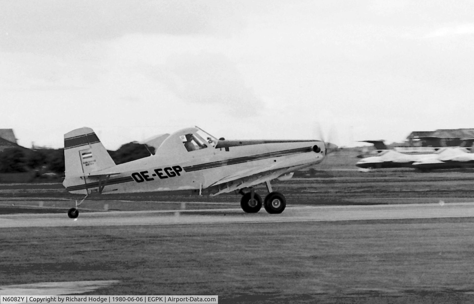 N6082Y, 1980 Air Tractor Inc AT-400 C/N 400-0273, When new as OE-EGP transiting through Prestwick in 1980  with 2 others. OE-EMP and OE-EYP.