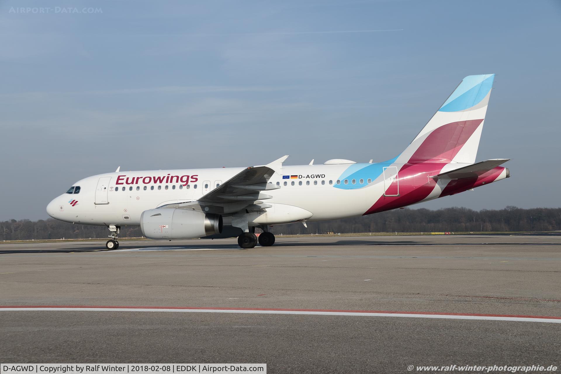 D-AGWD, 2007 Airbus A319-132 C/N 3011, Airbus A319-132  - EW EWG Eurowings opby Germanwings - 3011 - D-AGWD - 08.02.2018 - CGN