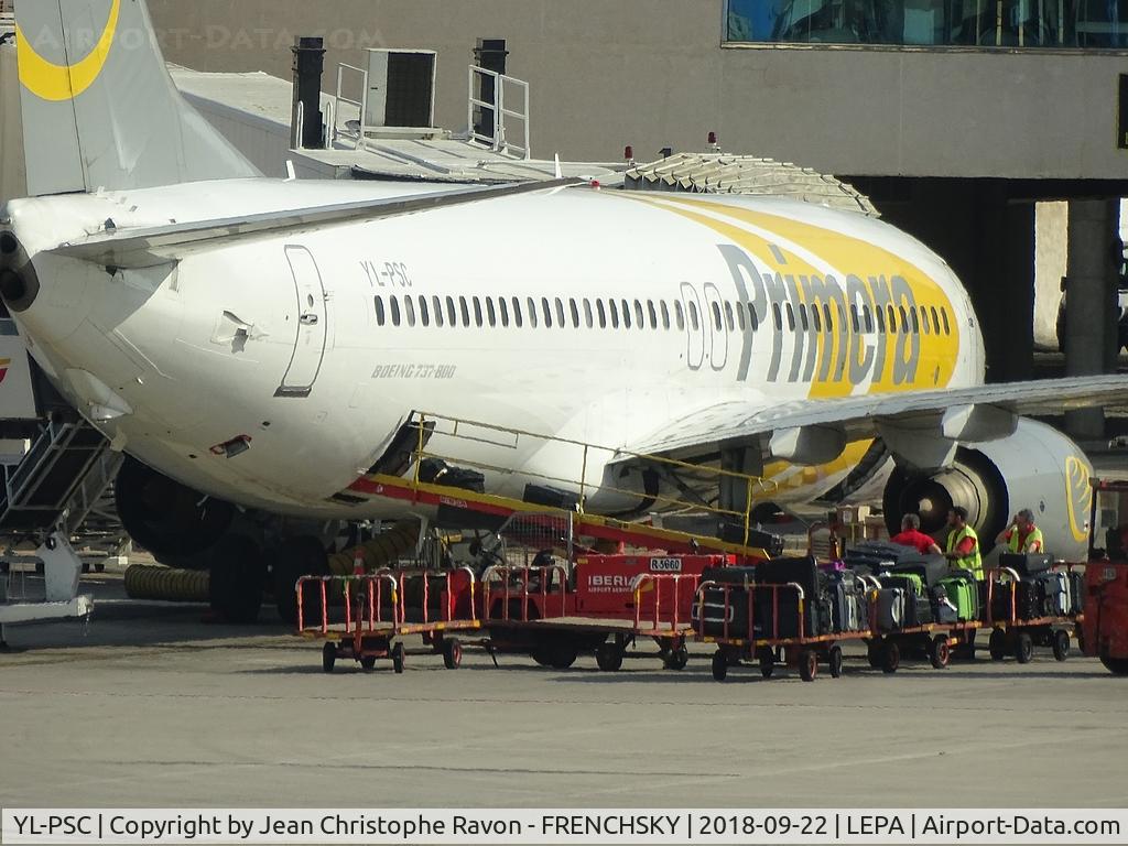 YL-PSC, 2002 Boeing 737-86N C/N 33419, PF572 departure to Aalborg (AAL)