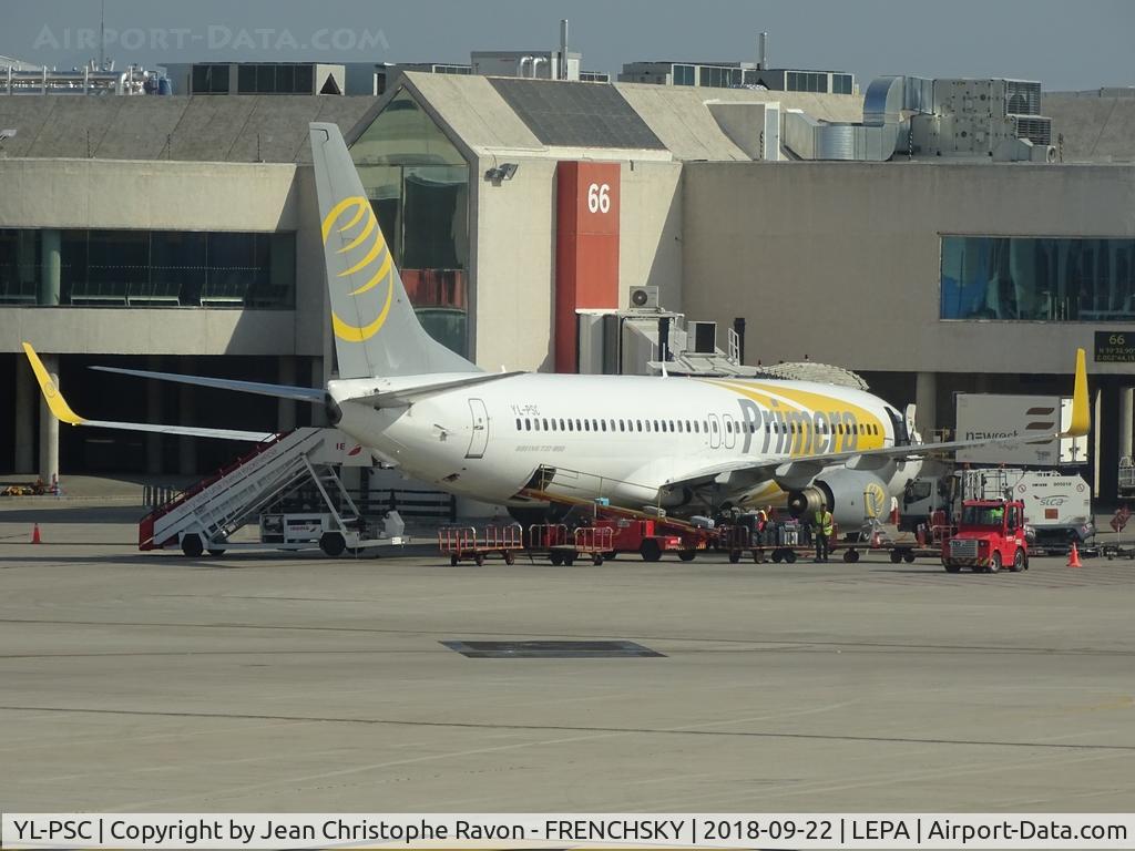 YL-PSC, 2002 Boeing 737-86N C/N 33419, terminal C, PF572 departure to Aalborg (AAL)