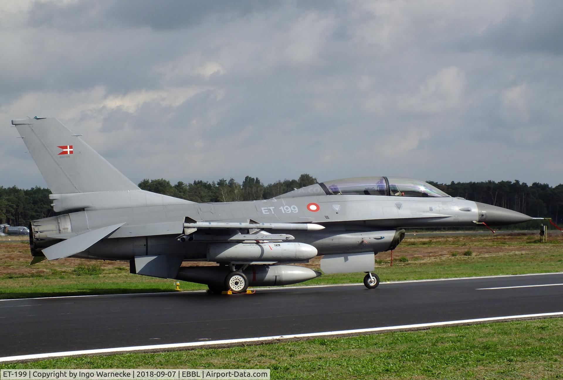 ET-199, 1986 Fokker F-16B Fighting Falcon C/N 6G-15, General Dynamics (Fokker) F-16B Fighting Falcon of Flyvevabnet (Danish AF) at the 2018 BAFD spotters day, Kleine Brogel airbase