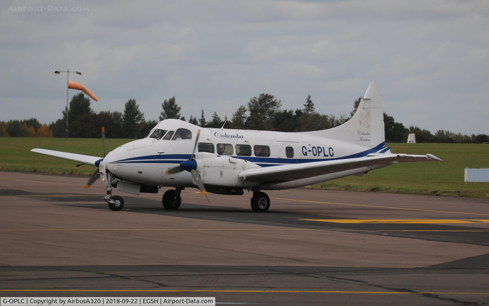 G-OPLC, 1948 De Havilland DH-104 Dove 8 C/N 04212, Arriving at Norwich