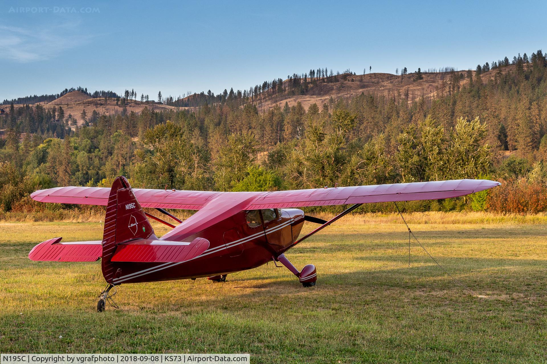 N195C, 1947 Stinson 108-2 Voyager C/N 108-3195, Beautiful evening at KS73