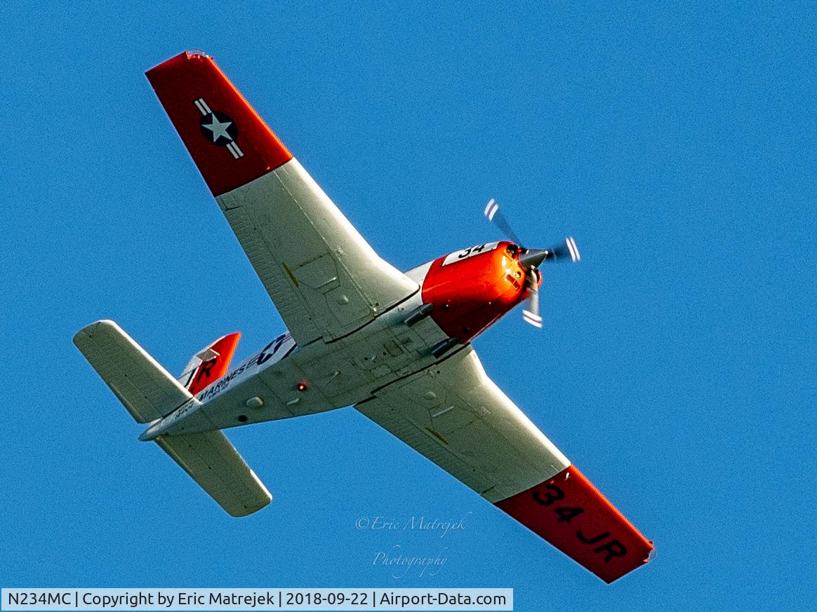 N234MC, 1956 Beech D-45 Mentor C/N BG-411, Taken September 22, 2018 flying south over Lake Michigan off Montrose Point.