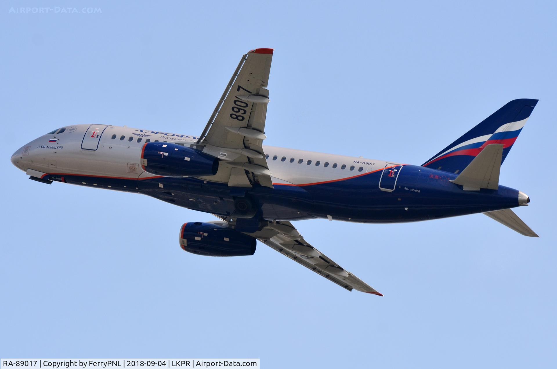 RA-89017, 2013 Sukhoi Superjet 100-95B C/N 95035, Aeroflot SSJ taking-off from PRG