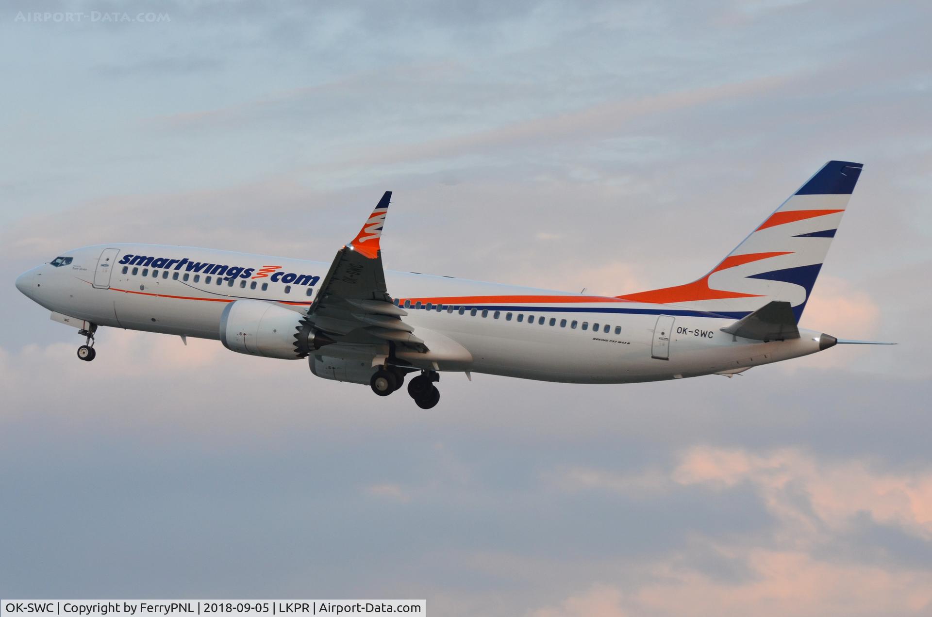 OK-SWC, 2018 Boeing 737-8 MAX C/N 43296, Departure of Smartwings B738M